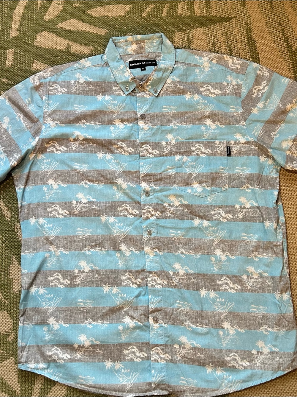 MOLOKAI SURF CO Light Blue & Gray Striped Short-Sleeve Button-Up Shirt